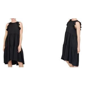 Ulla Johnson Sienna Midi Dress, Size 0, Jet Black Tiered Skirt Cascade Ruffles
